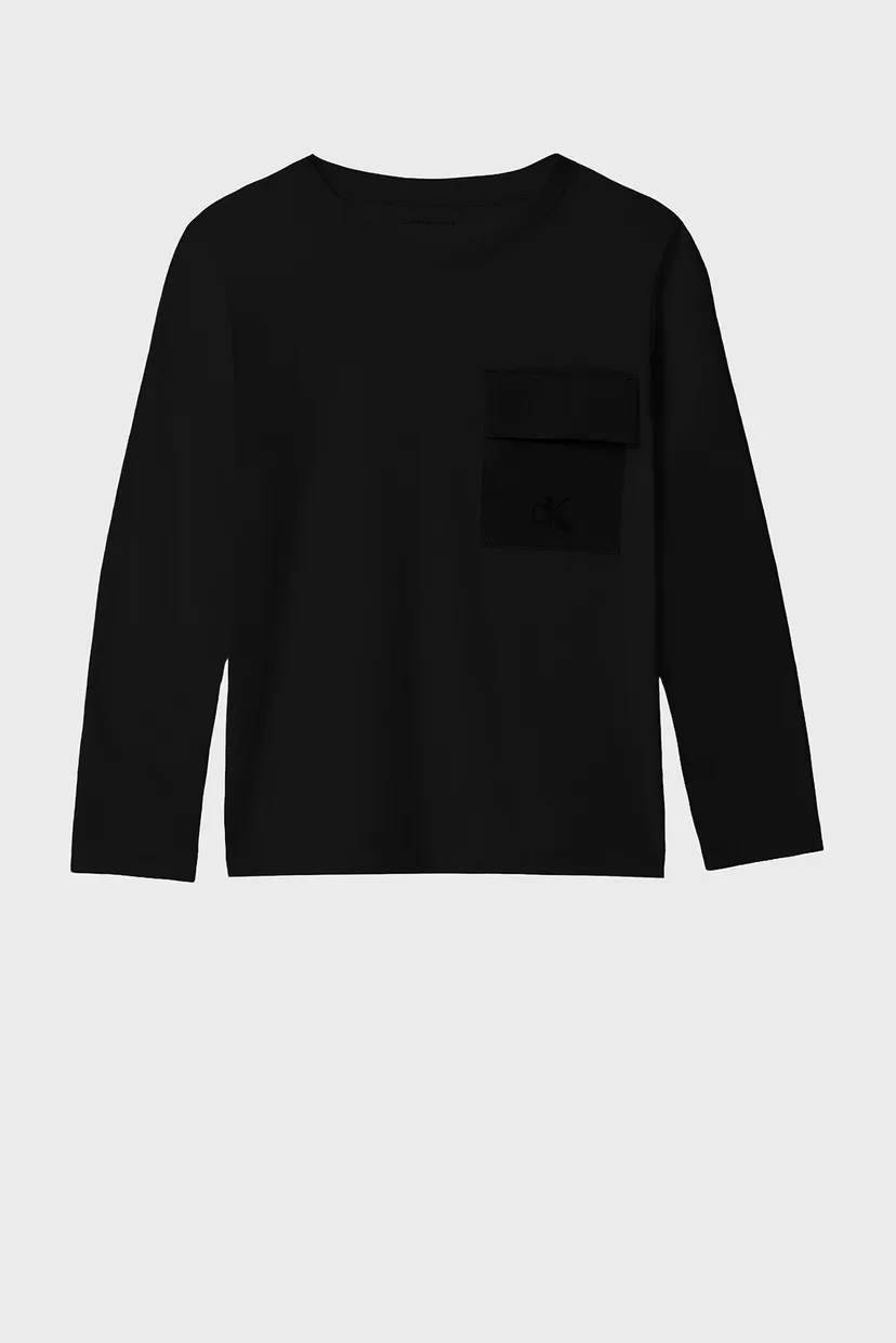 Детский черный лонгслив POCKET LS 6
