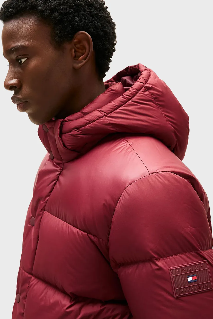 Мужской бордовый пуховик MIX DOWN HOODED PUFFER 5