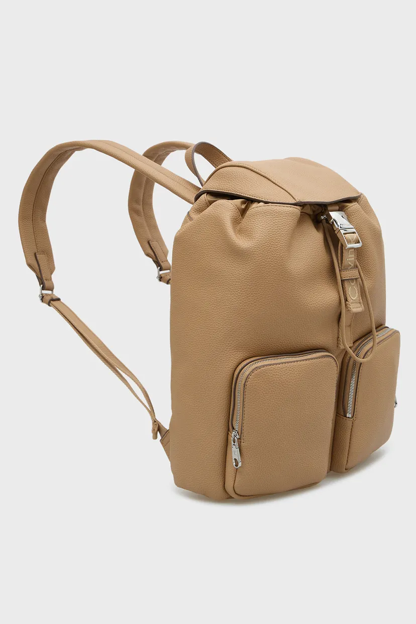 Жіночий бежевий рюкзак WEBBING STRAP FLAP 3