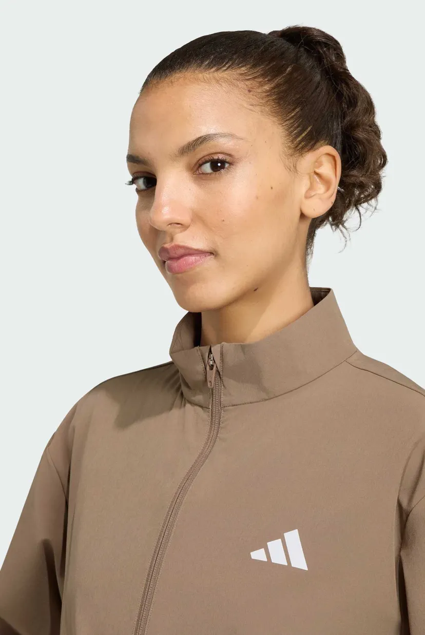 Жіноча бежева вітровка Train Essentials 3-Stripes Woven Warm-Up Jack 4