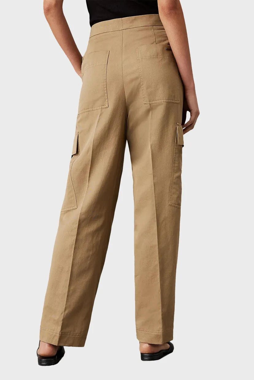 Жіночі бежеві брюки COTTON LINEN CARGO 3