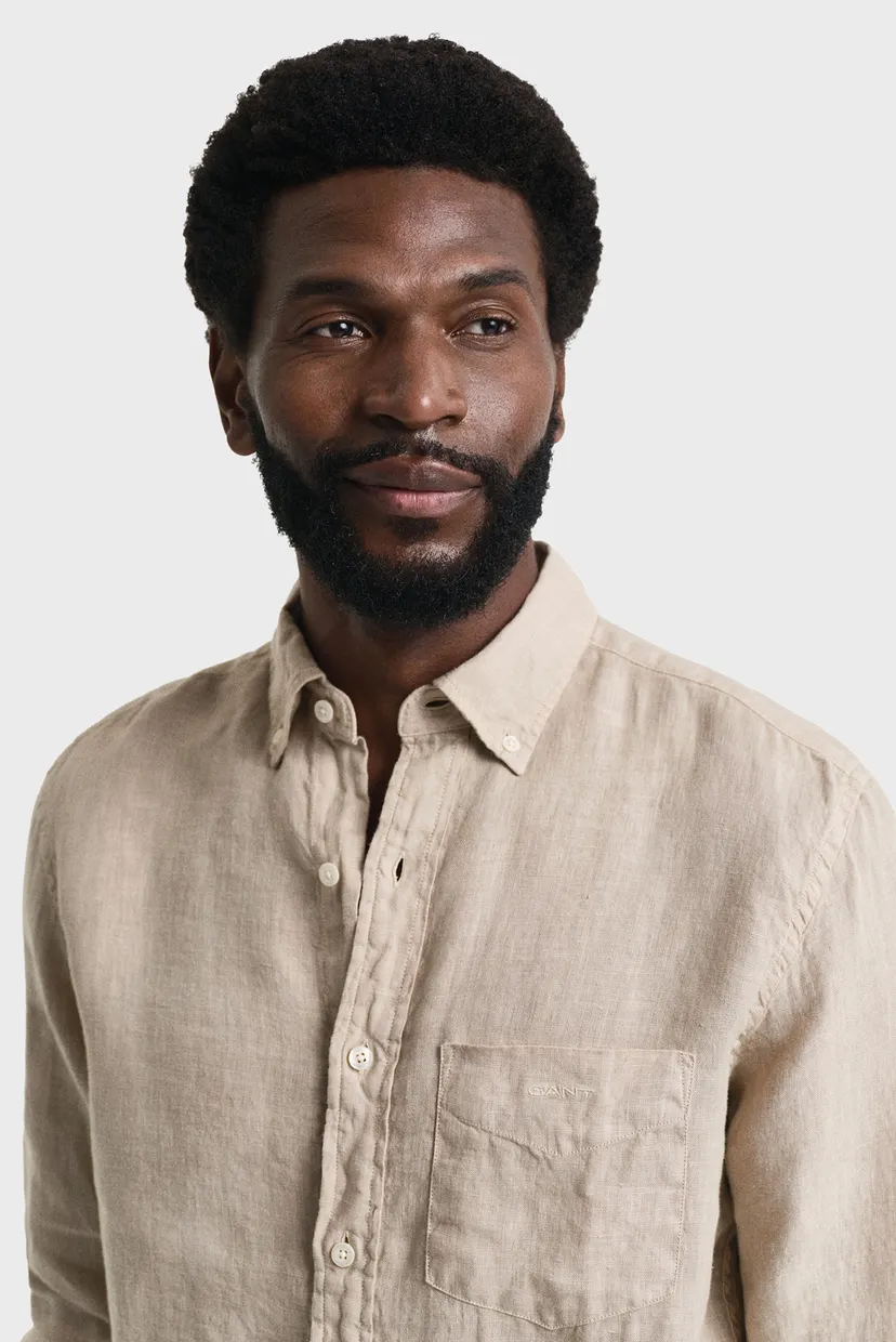 Чоловіча бежева лляна сорочка REG GMNT DYED LINEN SHIRT 4