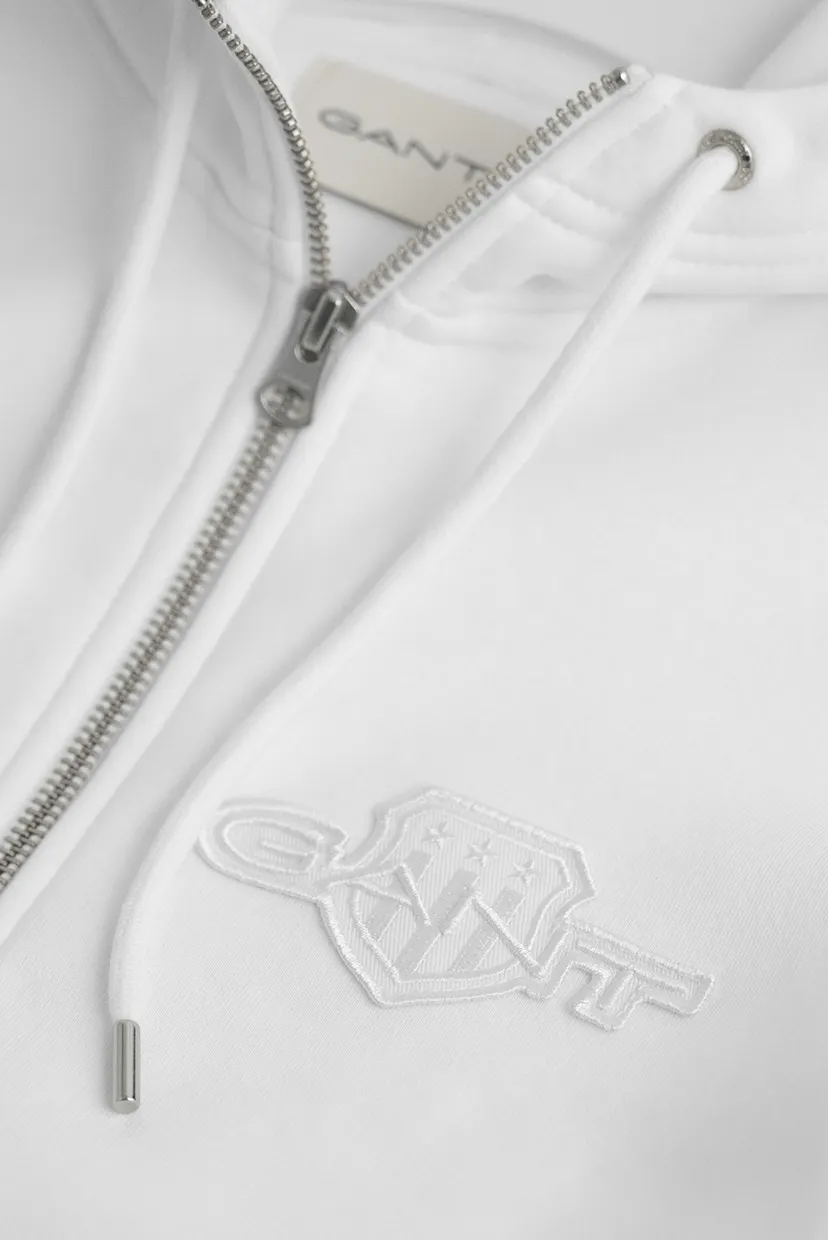 Женское белое худи REG TONAL SHIELD ZIP 5
