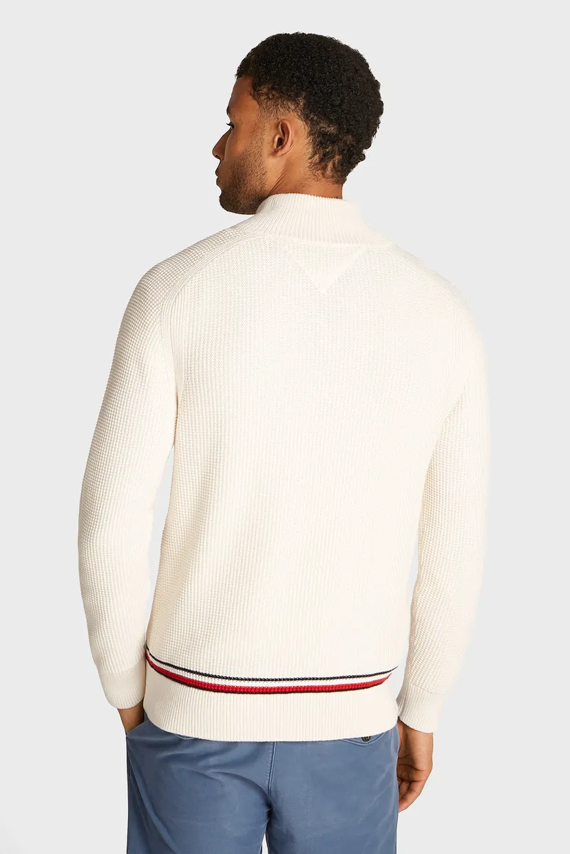 Мужская белая кофта STRUCTURE GLOBAL STRIPE ZIP MOCK 3