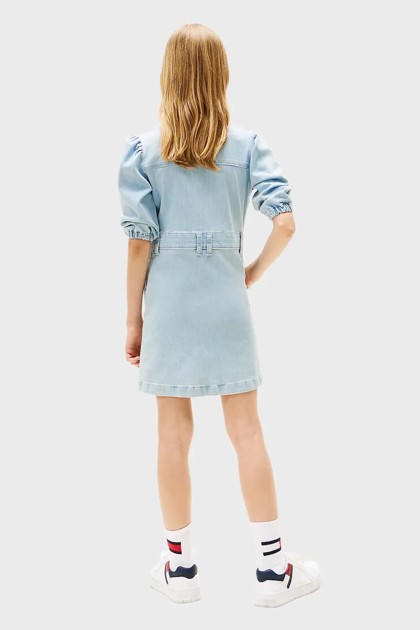 Детское голубое джинсовое платье DENIM PUFF SLEEVE 3