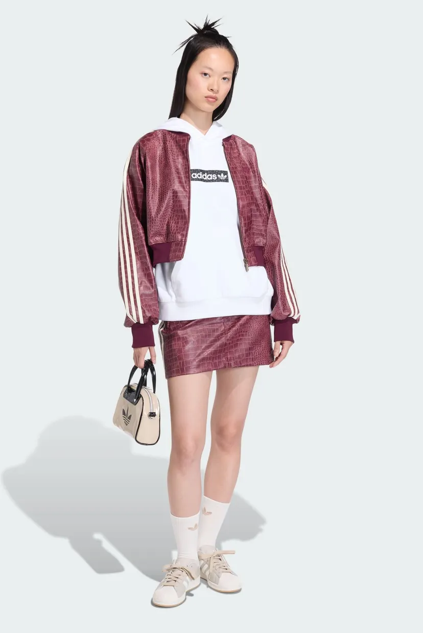 Женский бордовый бомбер PLEATHER adidas KD8792 — MD-Fashion