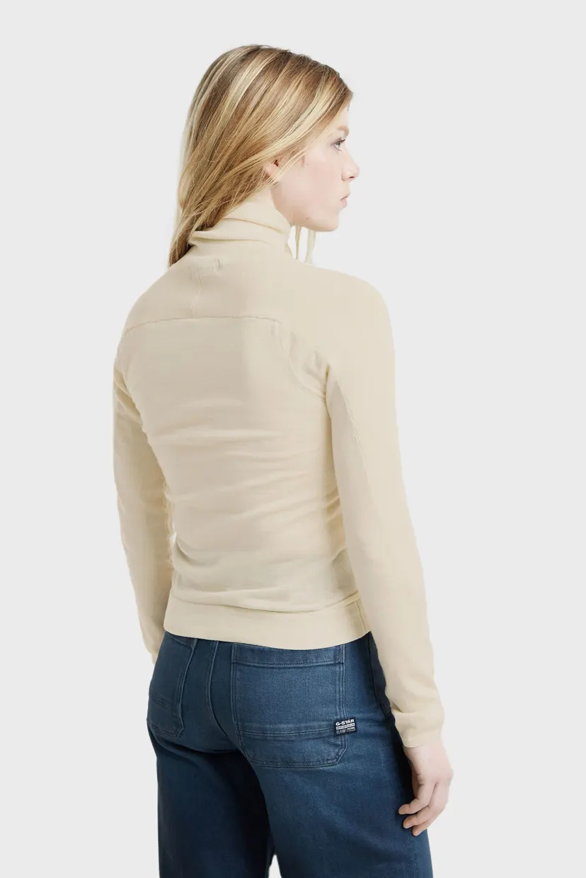 Жіночий бежевий вовняний гольф Core slim turtle knit 3