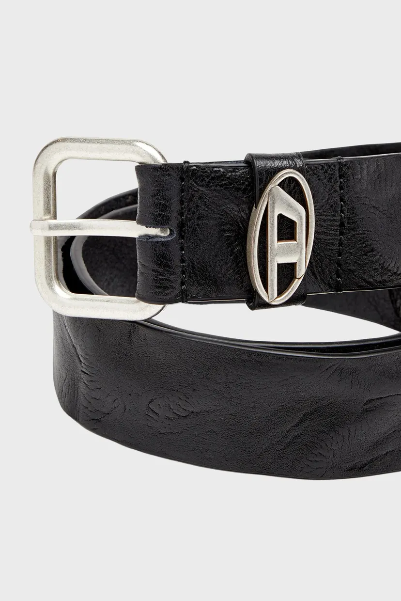 Чоловічий чорний шкіряний ремінь OVAL D LOGO B-1DR OVAL D LOOP BELT 3