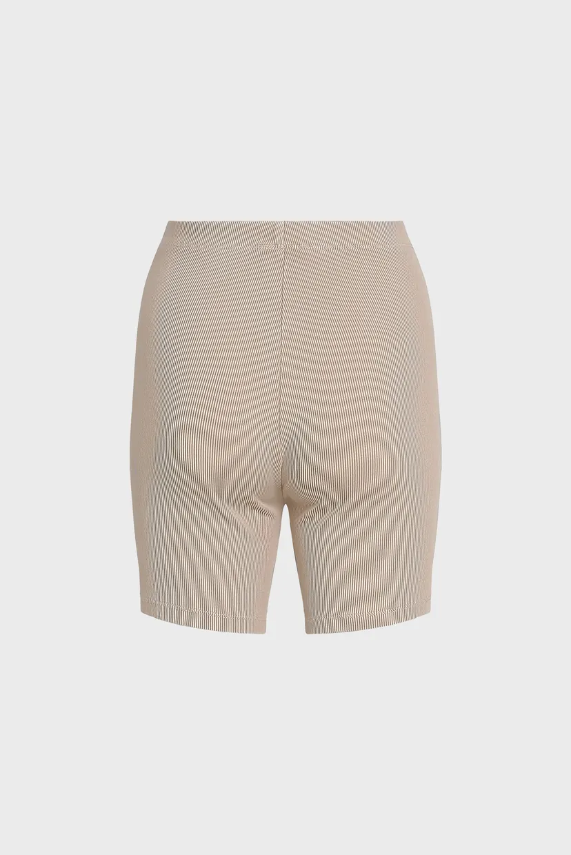 Женские бежевые велосипедки WASHED WOVEN LABEL RIB SHORTS 6