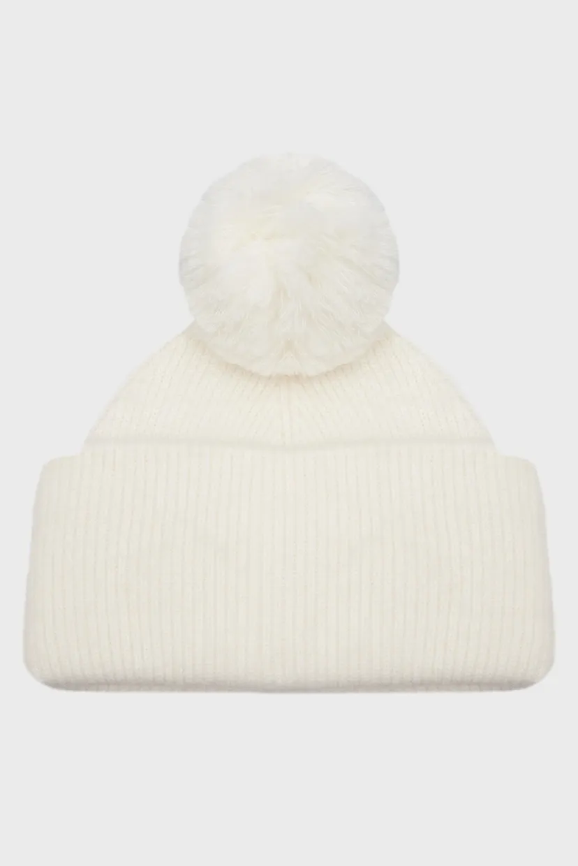 Жіноча біла шапка TH EVENING POMPOM BEANIE 3