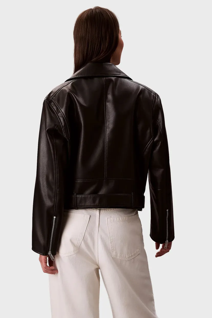 Женская черная косуха FAUX LEATHER MOTO JACKET W/BELT 3