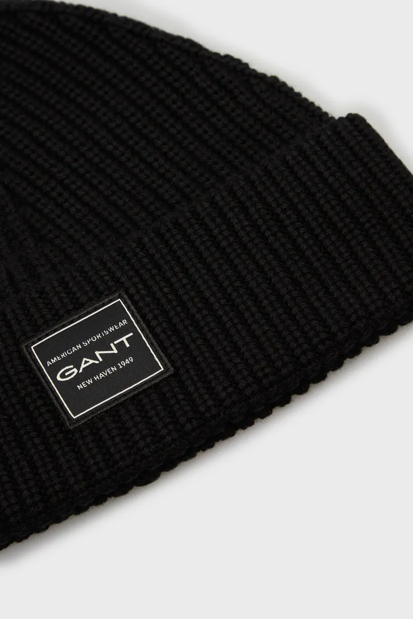 Мужская черная шапка COTTON RIBBED BEANIE 4