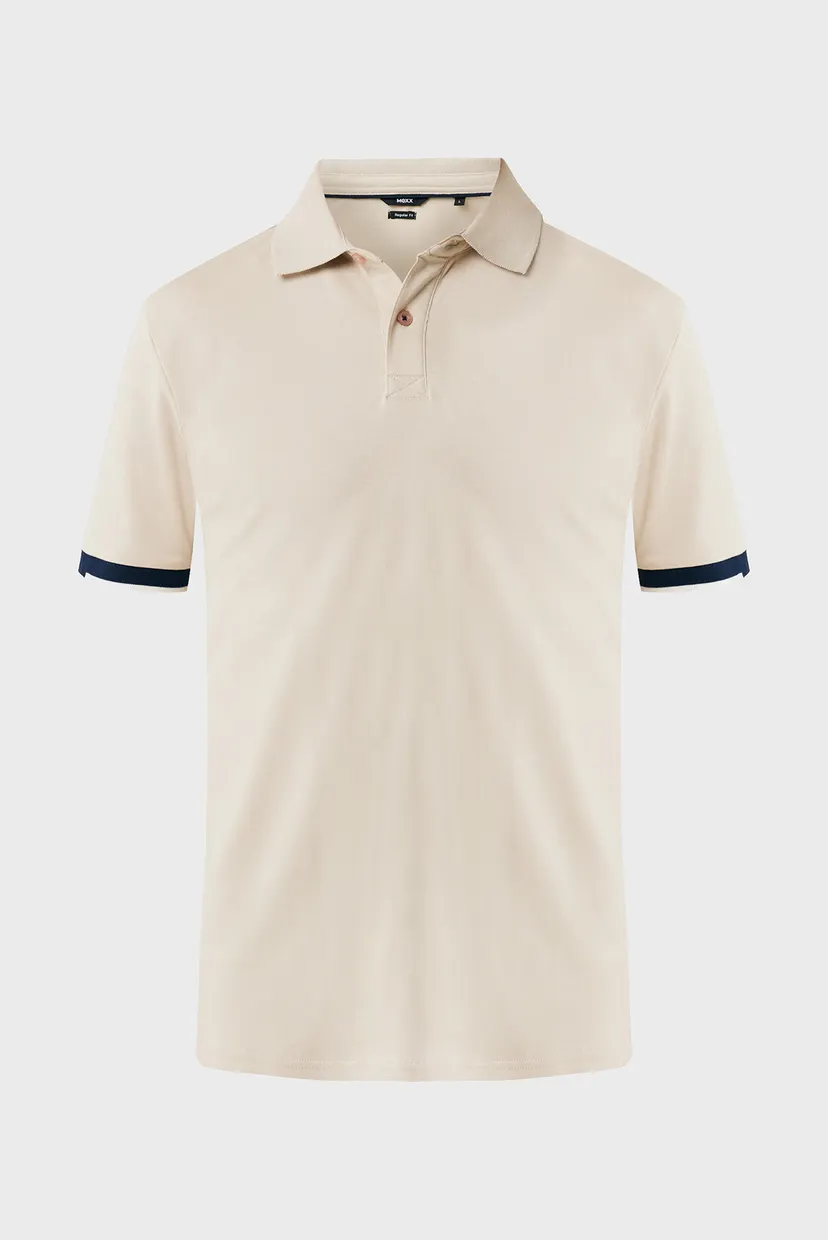 Мужское бежевое поло Tipping polo regular fit 5