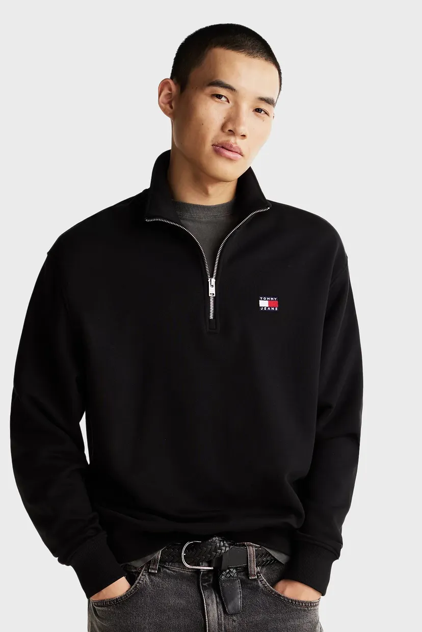 Мужская черная спортивная кофта TJM RLX BADGE 1/4 ZIP Tommy Jeans