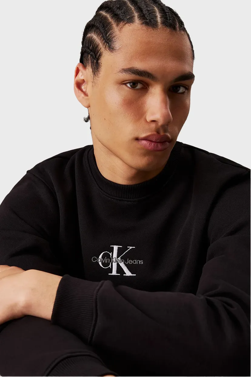 Чоловічий чорний світшот MONOLOGO CREW NECK 4