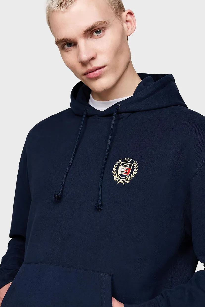 Мужское темно-синее худи TJM REG TJ FLAG CREST HOOD EXT 4