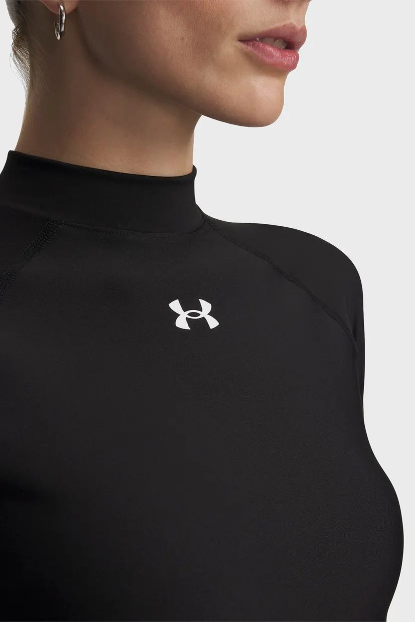 Женский черный топ HeatGear Crop Mock LS 3