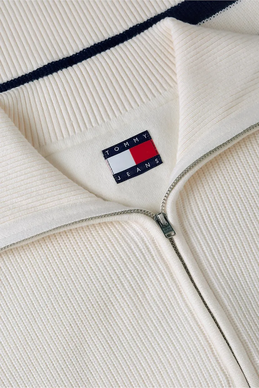 Женский белый свитер в полоску QUARTER ZIP SWEATER 5