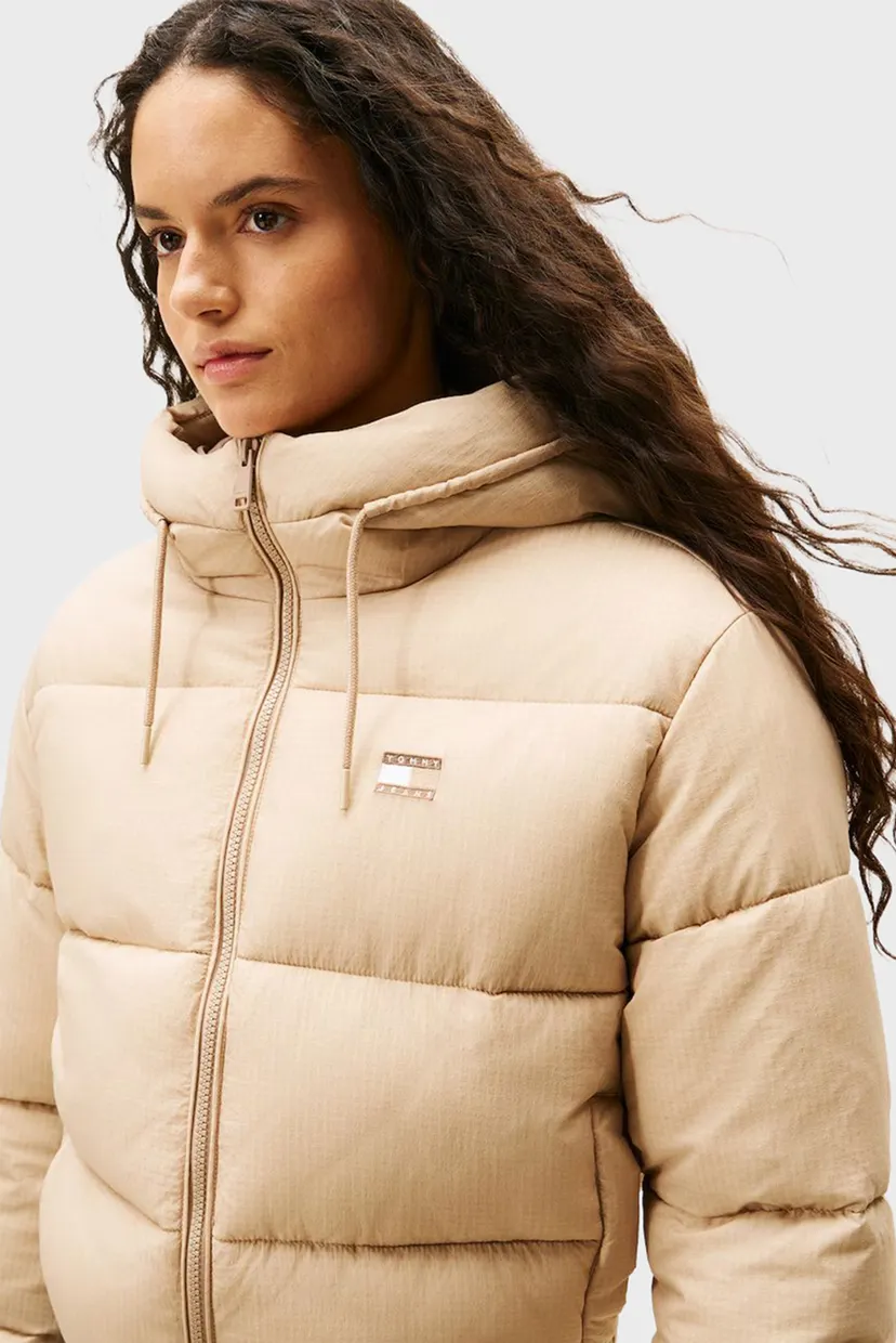 Жіноча бежева куртка HOODED PUFFER 4