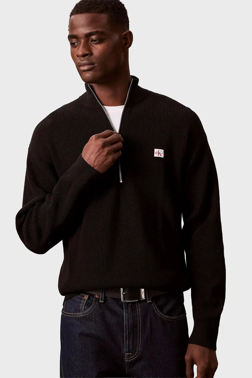 Мужская черная кофта COTTON WAFFLE QUARTER 5