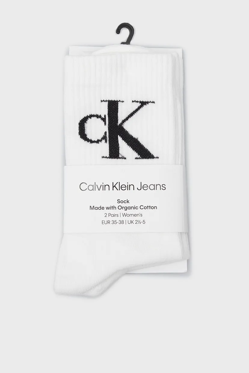 Женские белые носки (2 пары) CKJ WOMEN  SOCK 2P MONOGRAM 3