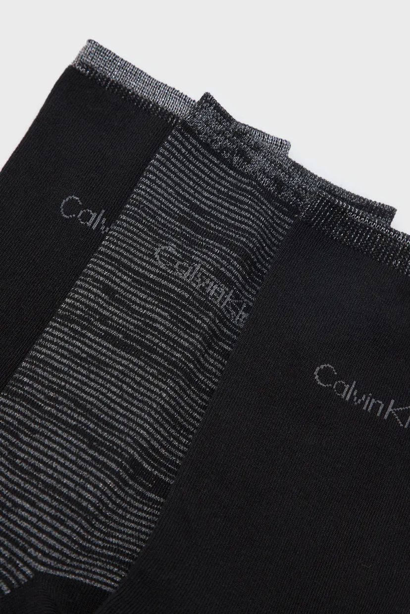 Женские черные носки (3 пары) CK WOMEN SOCK 3P  LUREX STRIPE GIFTBOX 3
