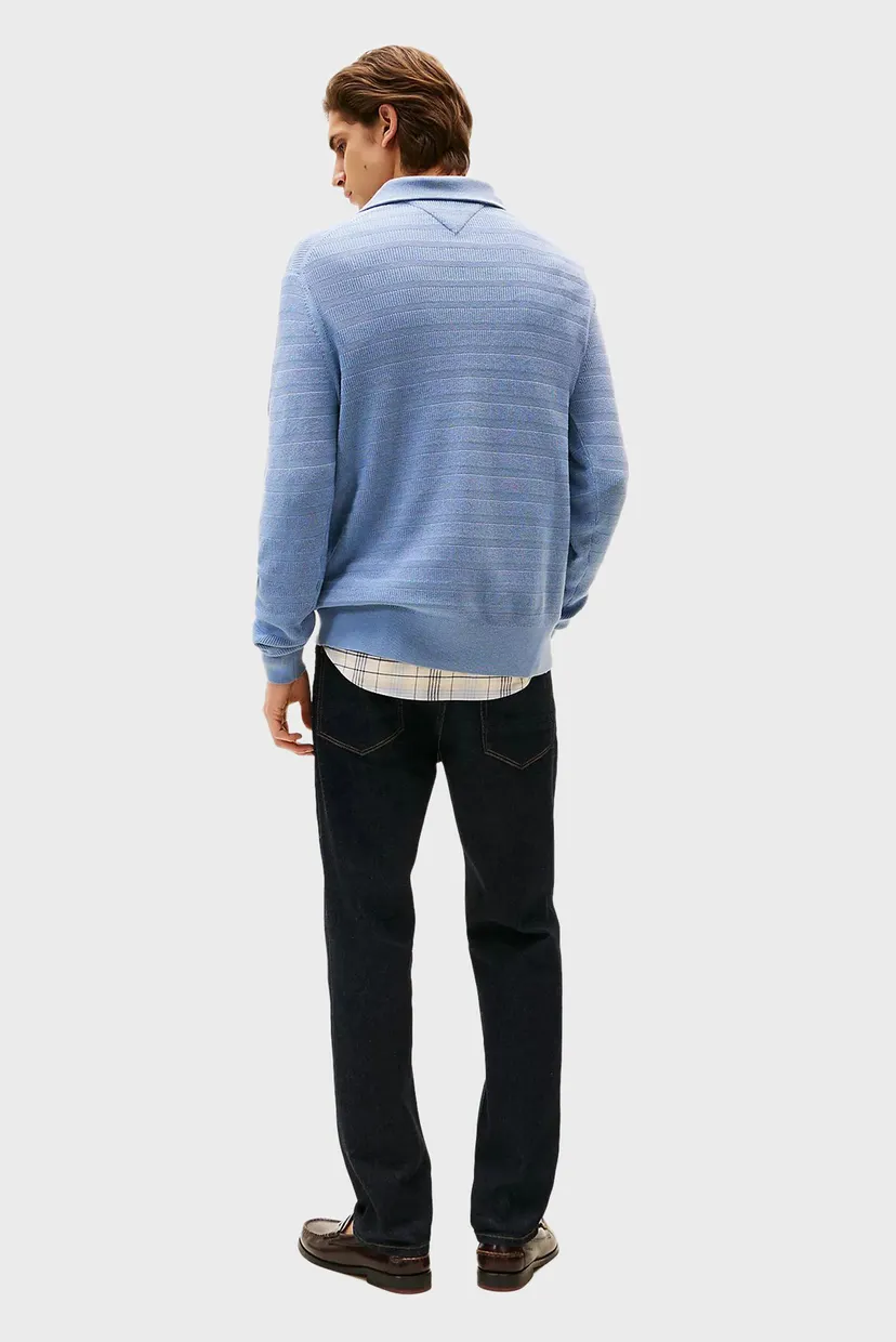 Чоловіча блакитна кофта STRIPE STRUCTURE ZIP 3