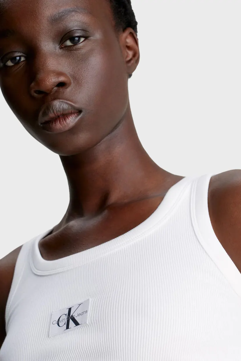 Женская белая майка WOVEN LABEL RIB TANK TOP 4