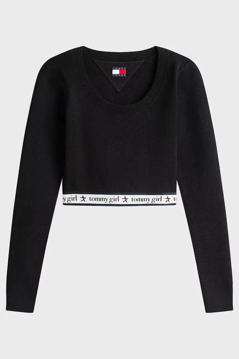 Женский черный топ TOMMY GIRL CROPPED 5
