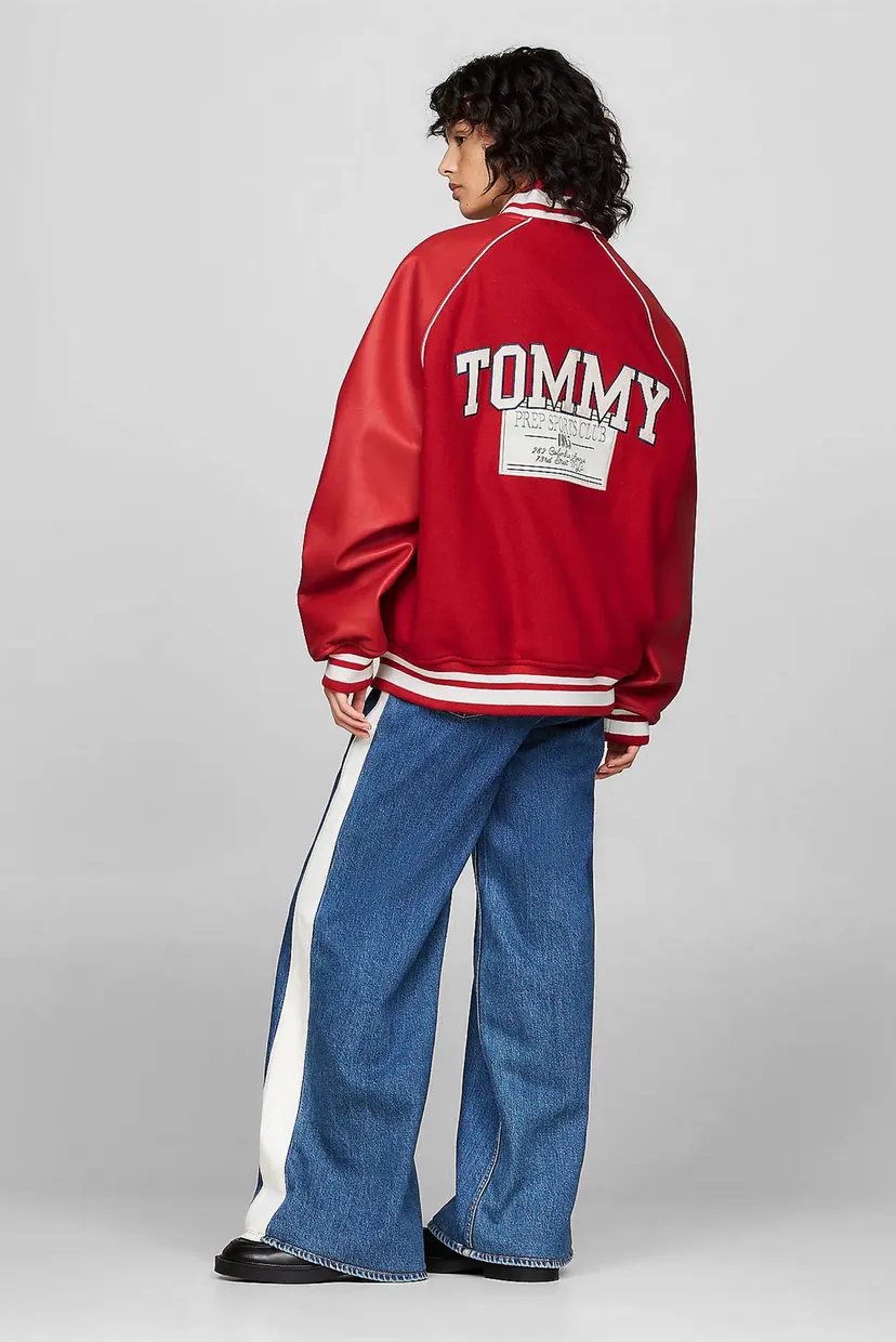 Красный шерстяной бомбер TJCU WOOL VARSITY JACKET (унисекс) 5