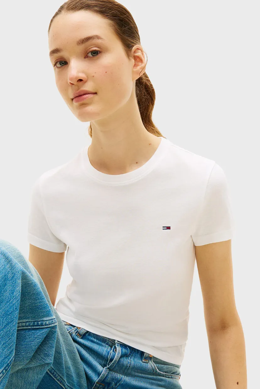 Женская белая футболка SLIM C-NECK 3