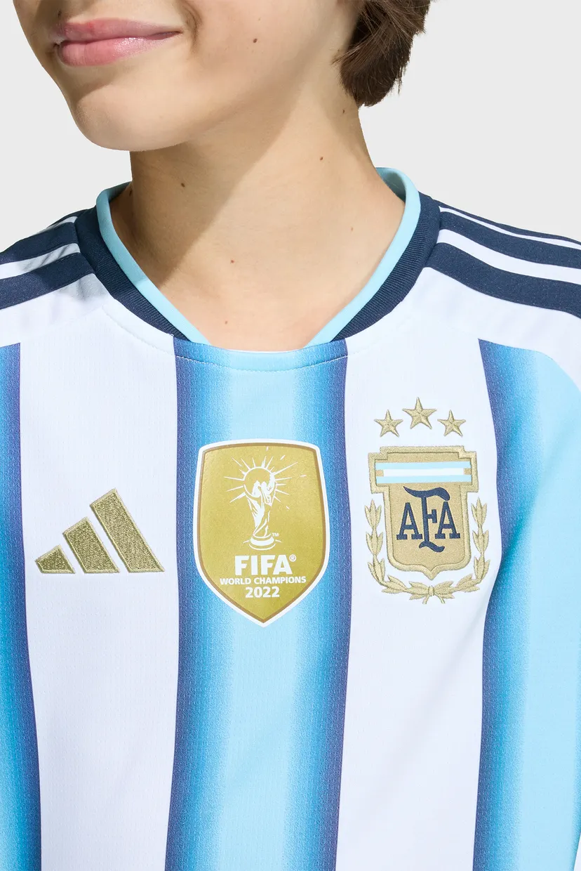 Детская белая футболка  в полоску Argentina 26 Home Replica Messi Kids 6