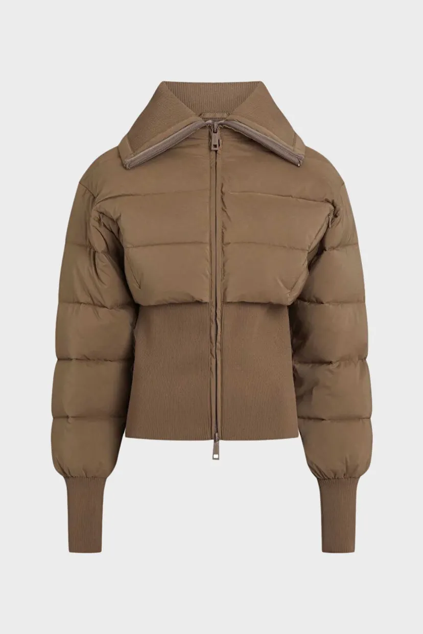 Жіноча коричнева куртка PADDED RIB WAIST JACKET 4