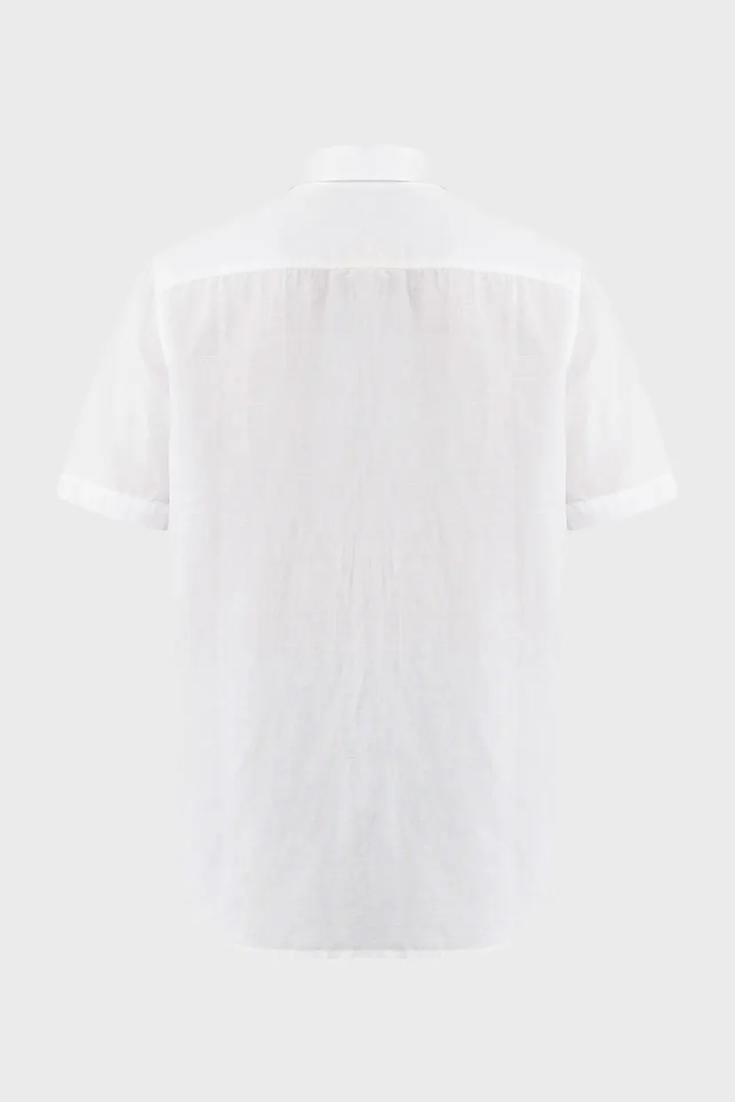 Мужская белая льняная рубашка BRANDON Basic linen shirt short sleeve 6