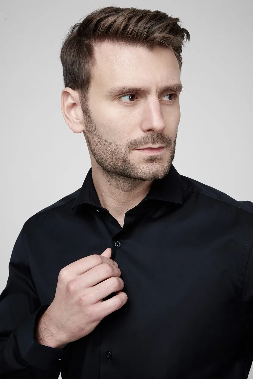 Чоловіча чорна сорочка SLIM FIT 4