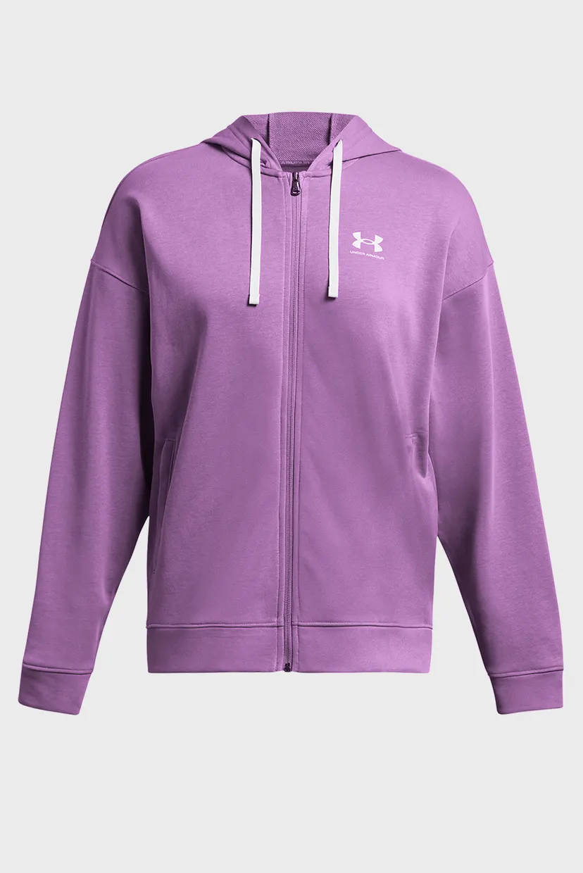 Женское сиреневое худи UA Rival Terry OS FZ Hooded 3