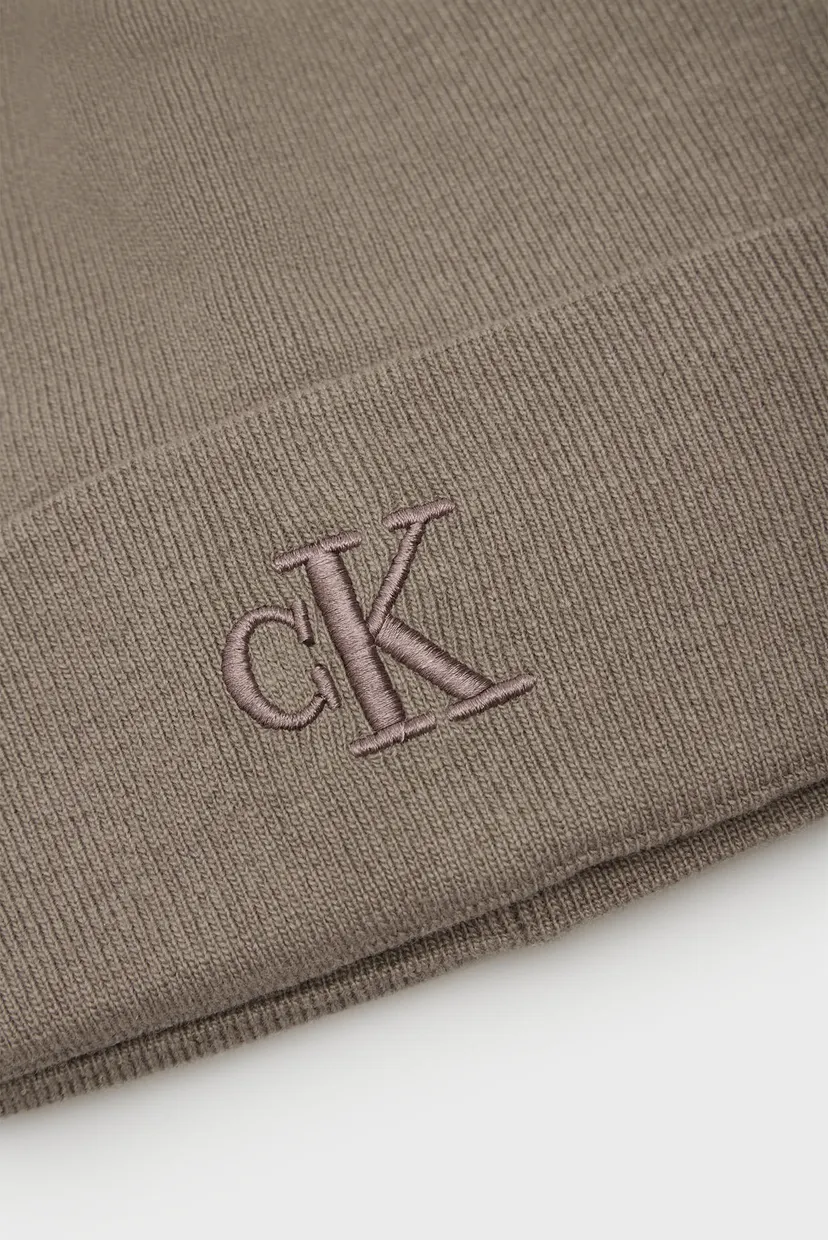 Чоловіча коричнева вовняна шапка THICK EMBROIDERY BEANIE 4