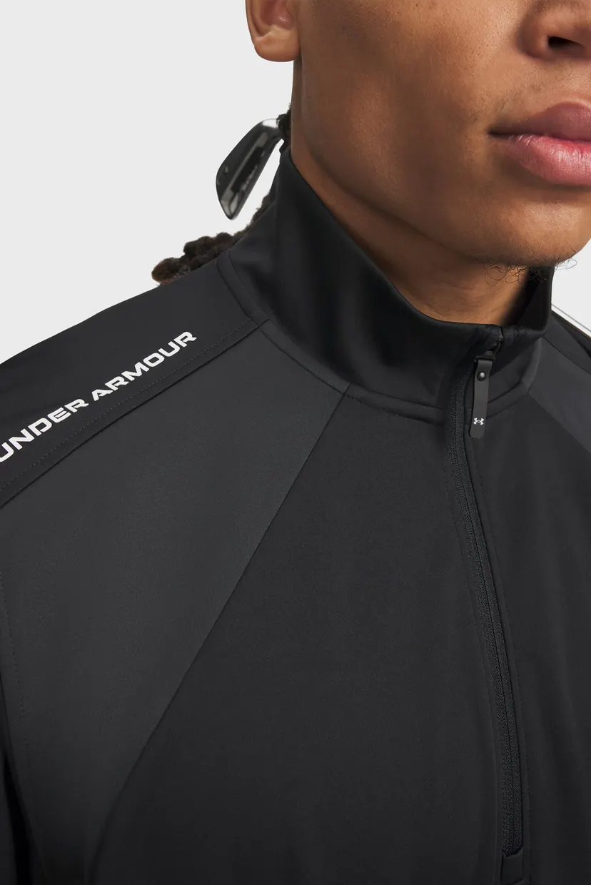 Мужское черное поло UA Drive Wind SS 1/2 Zip 3