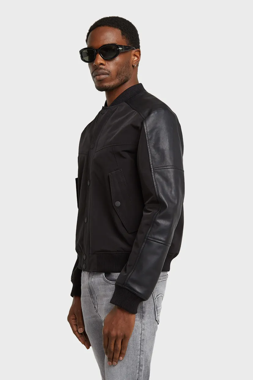 Мужской черный бомбер Varsity leather jkt 3