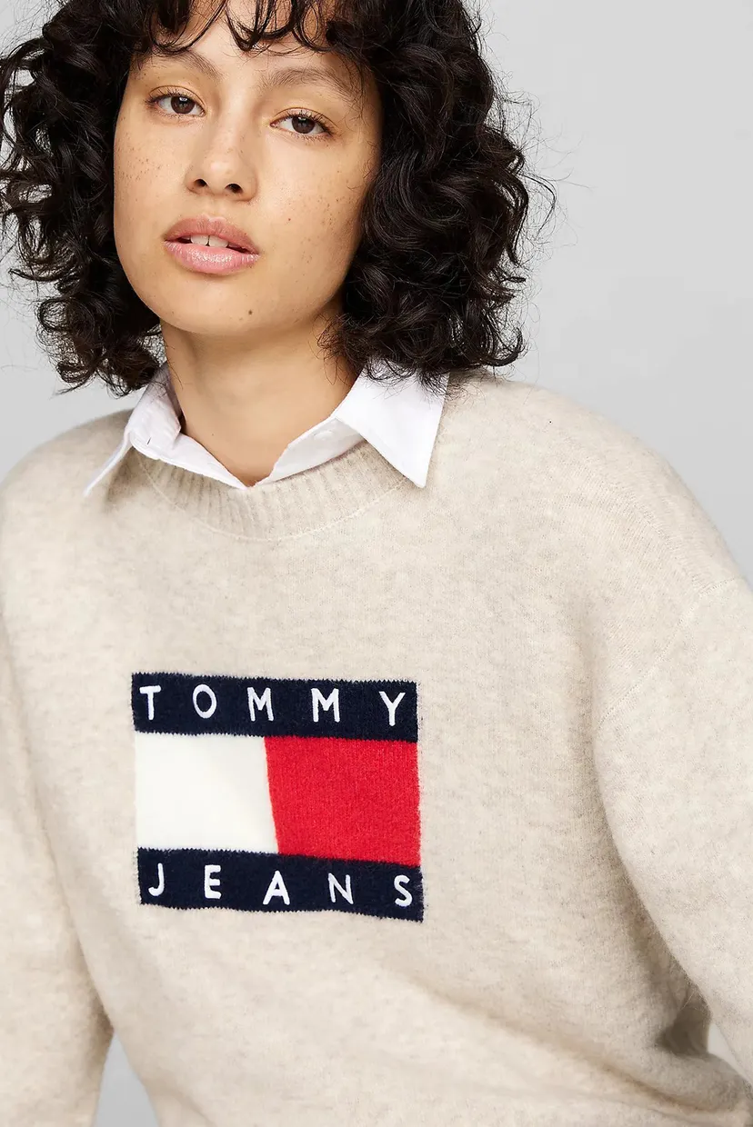 Женский бежевый джемпер TJW MELANGE FLAG SWEATER EXT 4