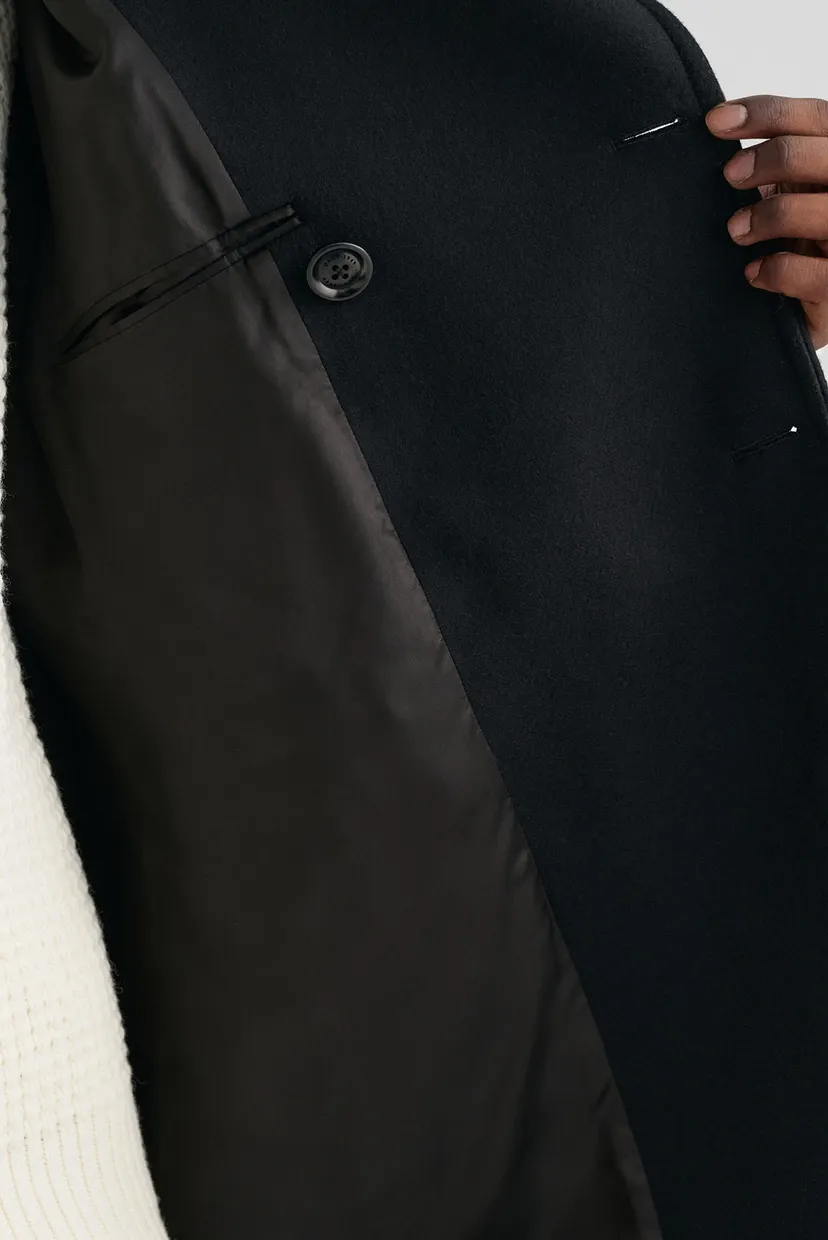 Чоловіче чорне вовняне пальто OVERSIZED WOOL PEACOAT 8