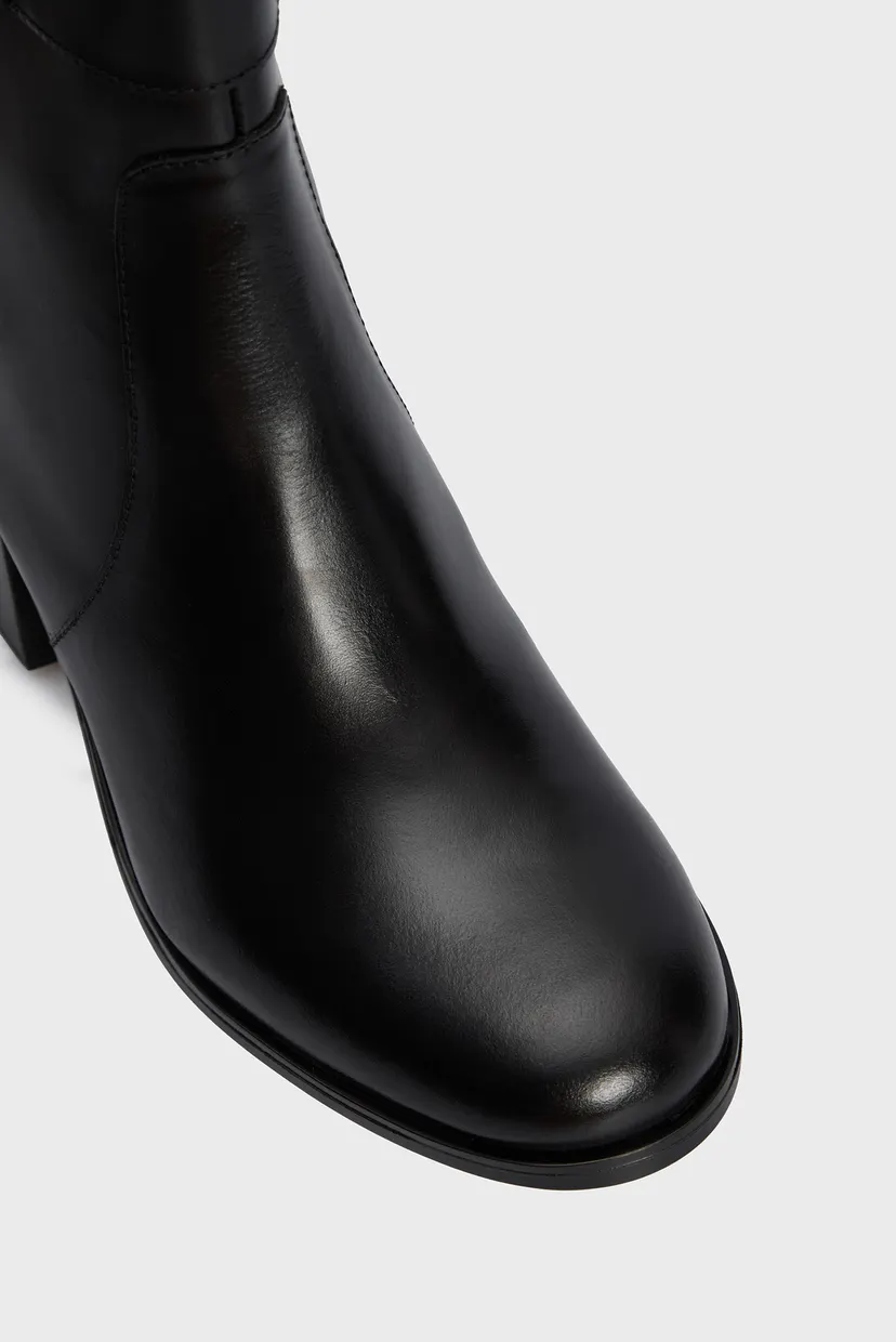 Жіночі чорні шкіряні ботильйони TH LEATHER DRESSY MID HEEL BOOT 4