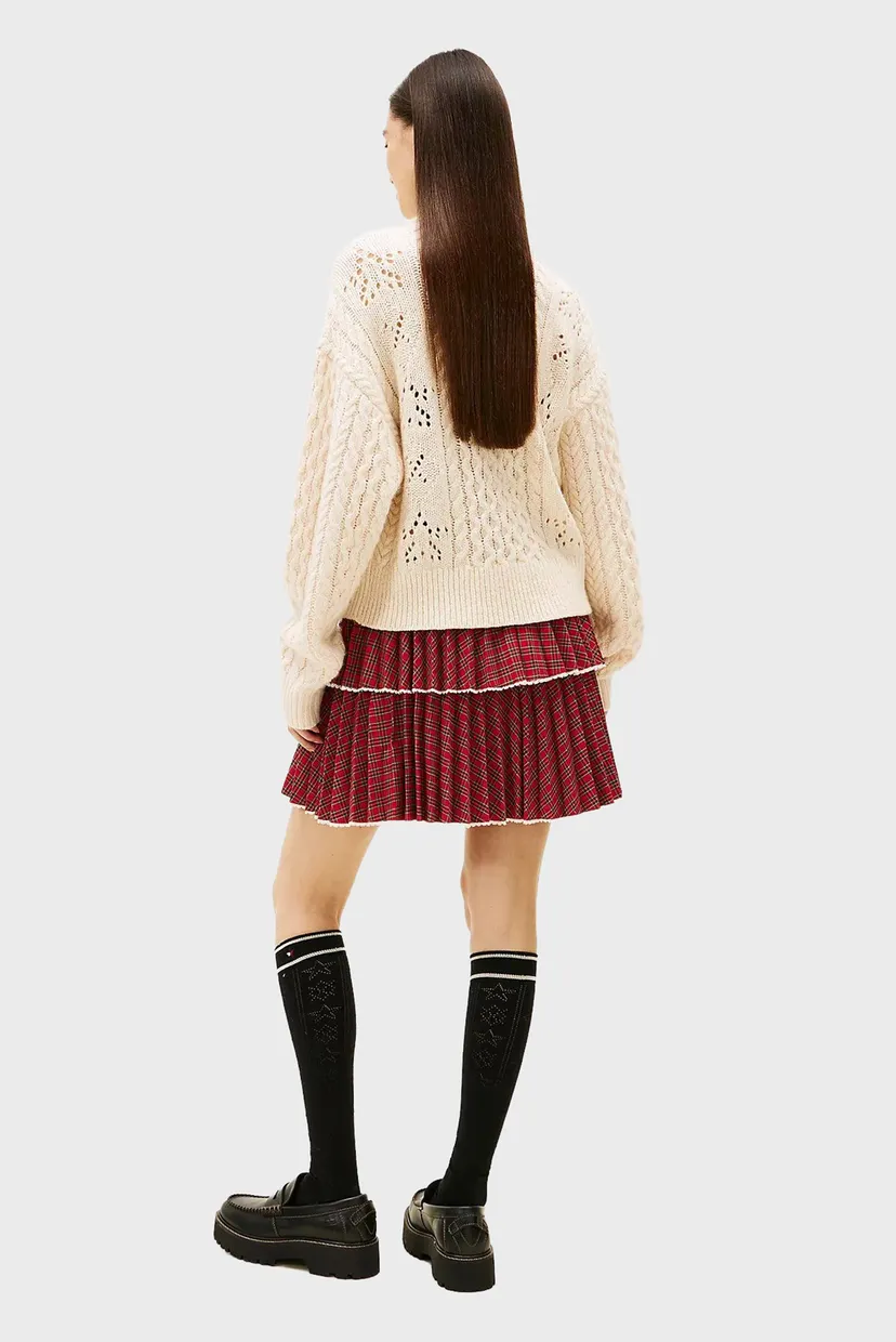 Жіночий білий вовняний кардиган TOMMY GIRL PREPPY CABLE 3