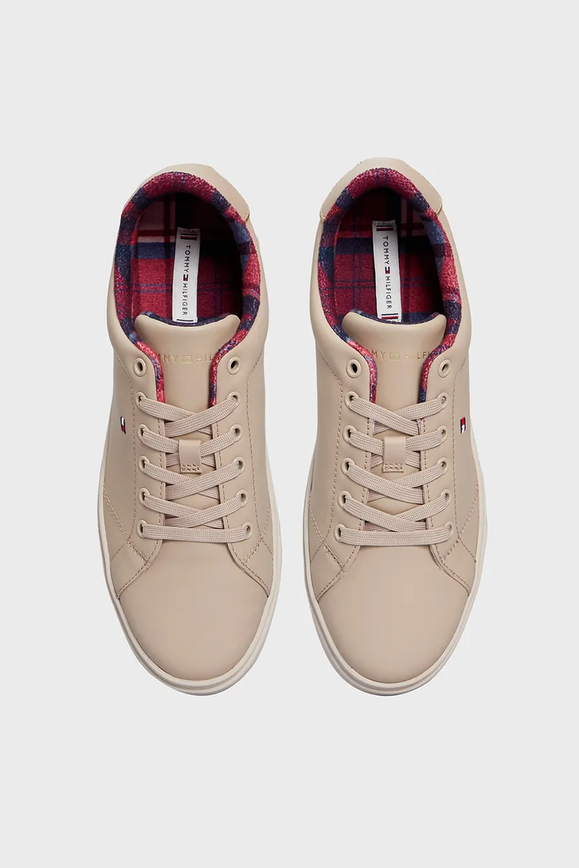 Жіночі бежеві шкіряні снікерси ESSENTIAL COURT SNEAKER TARTAN 4