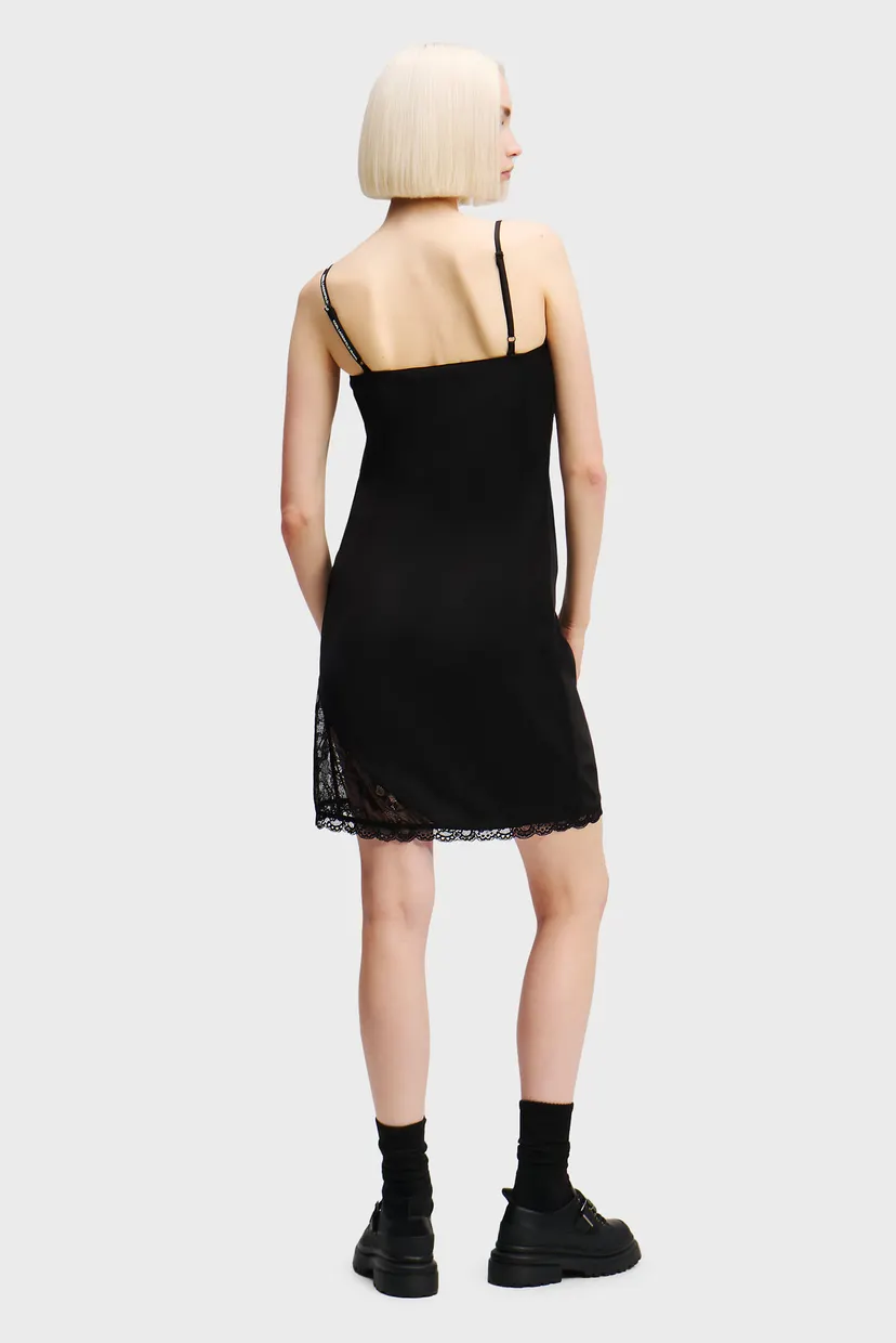 Жіноча чорна сукня KLJ SATIN LACE DRESS 3