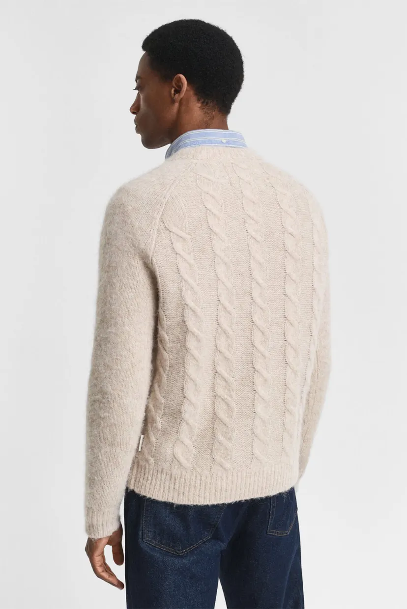 Чоловічий бежевий вовняний светр CABLE C-NECK 3