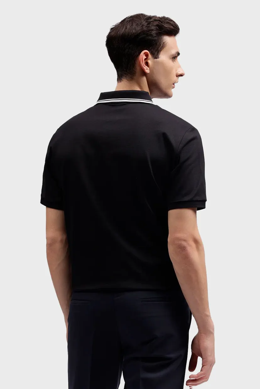 Чоловіче чорне поло CONTRAST TIPPING SS PIQUE POLO 4