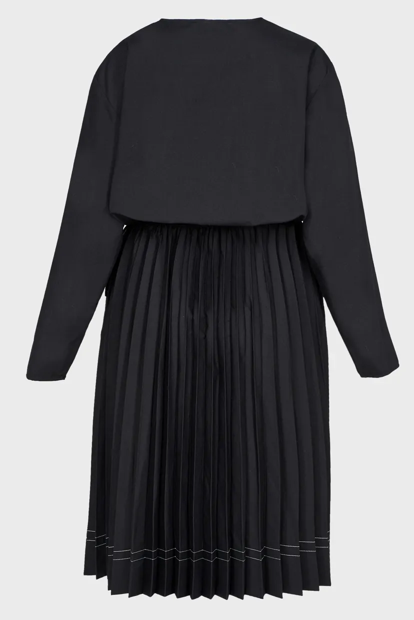 Женское черное платье STITCH PLEATED MIDI DRESS 6
