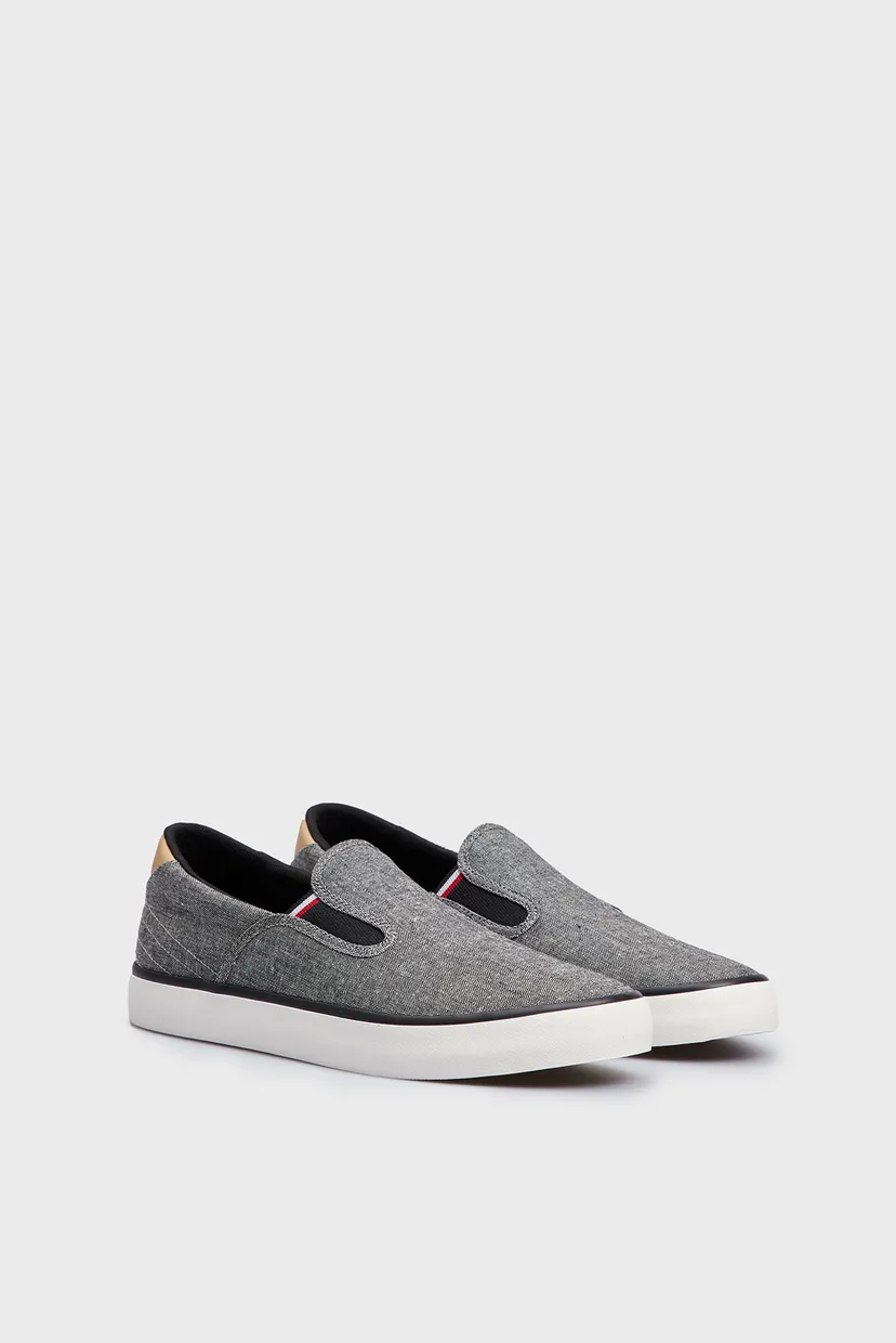 Мужские серые льняные слипоны TH HI VULC LOW SLIPON CHAMBRAY 3
