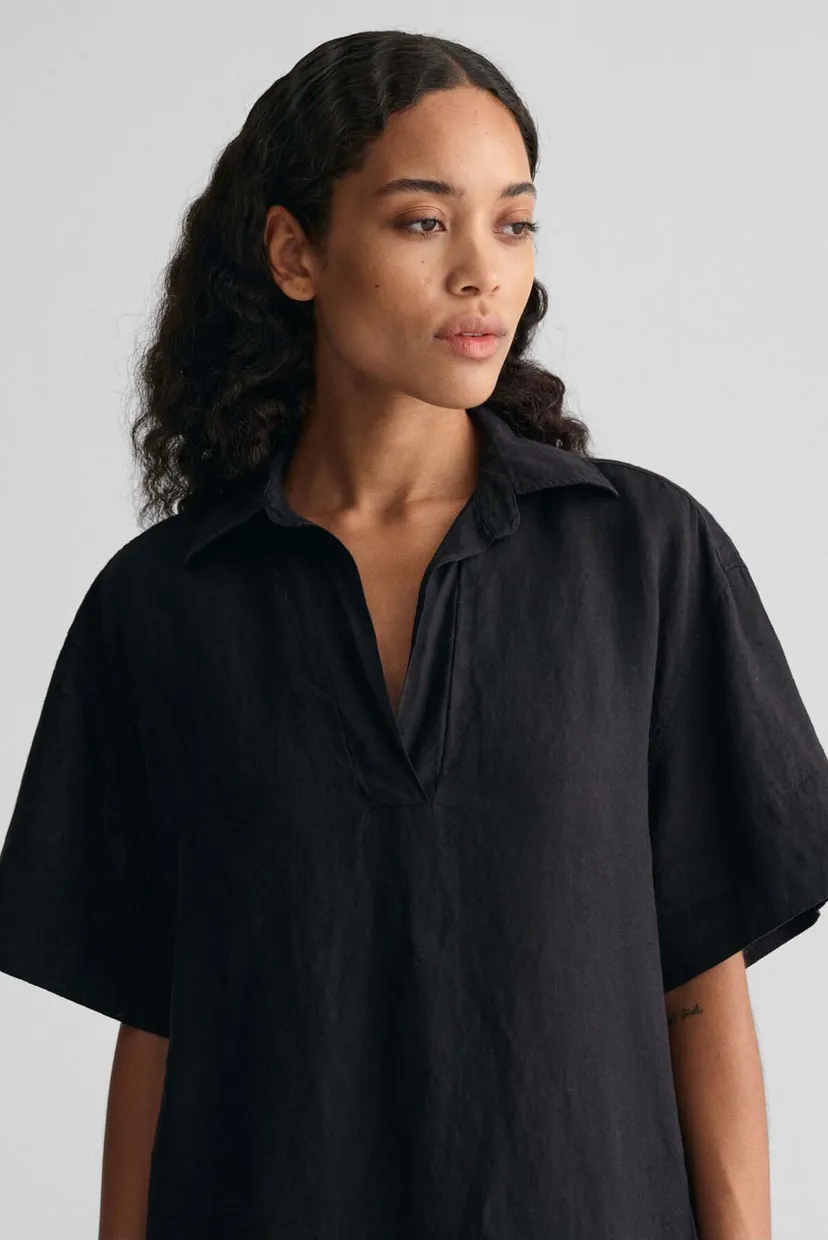 Жіноча чорна лляна сукня REL SS LINEN CAFTAN 4